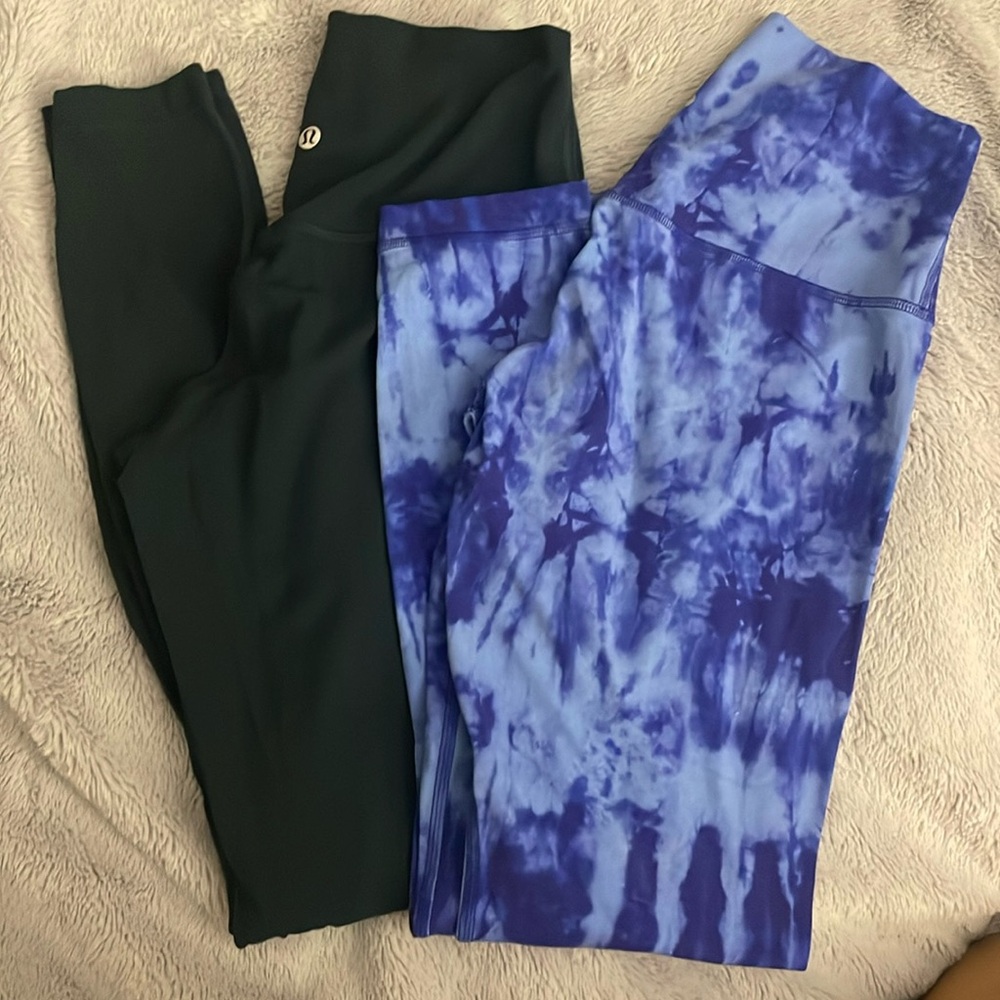 Lululemon align leggings - size 6 - blue tye dye & storm teal